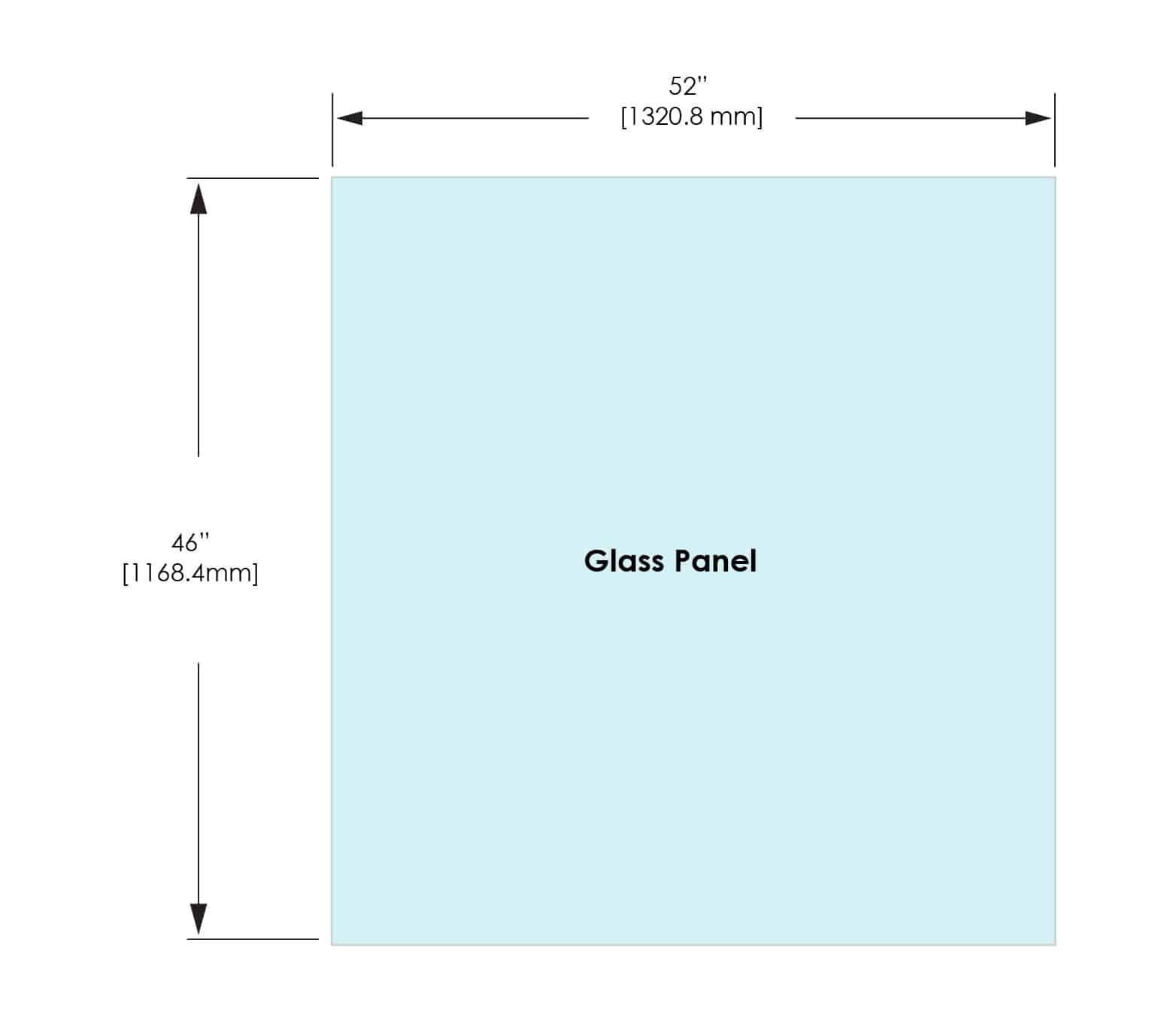 1/2" Railing Glass Panel - 46" Height - 46", 50x46