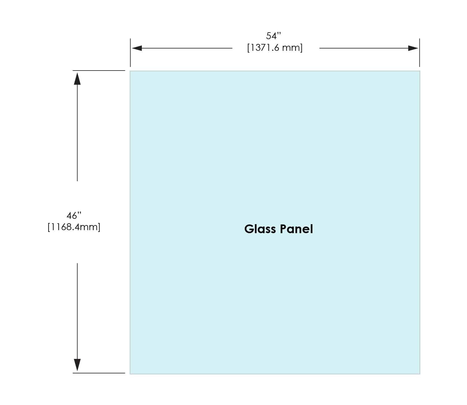 1/2" Railing Glass Panel - 46" Height - 46", 54x46