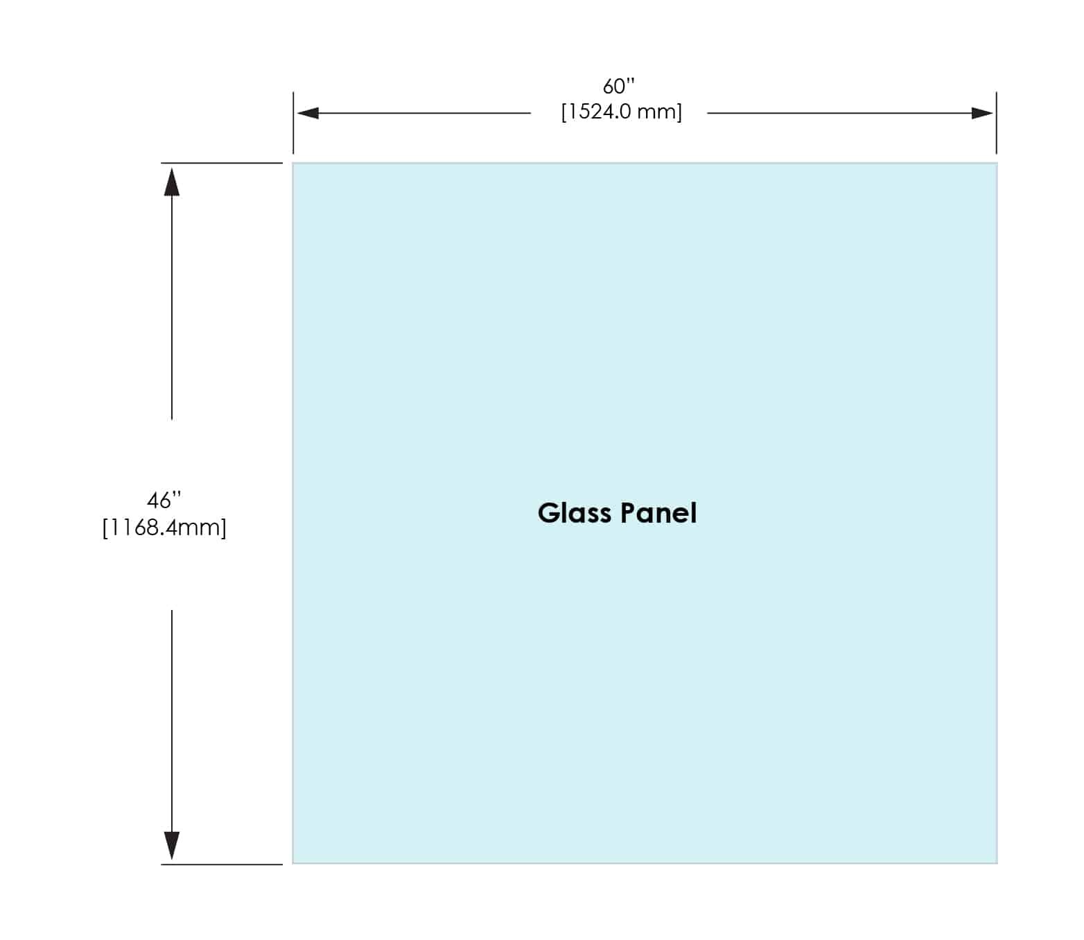 1/2" Railing Glass Panel - 46" Height - 46", 60x46