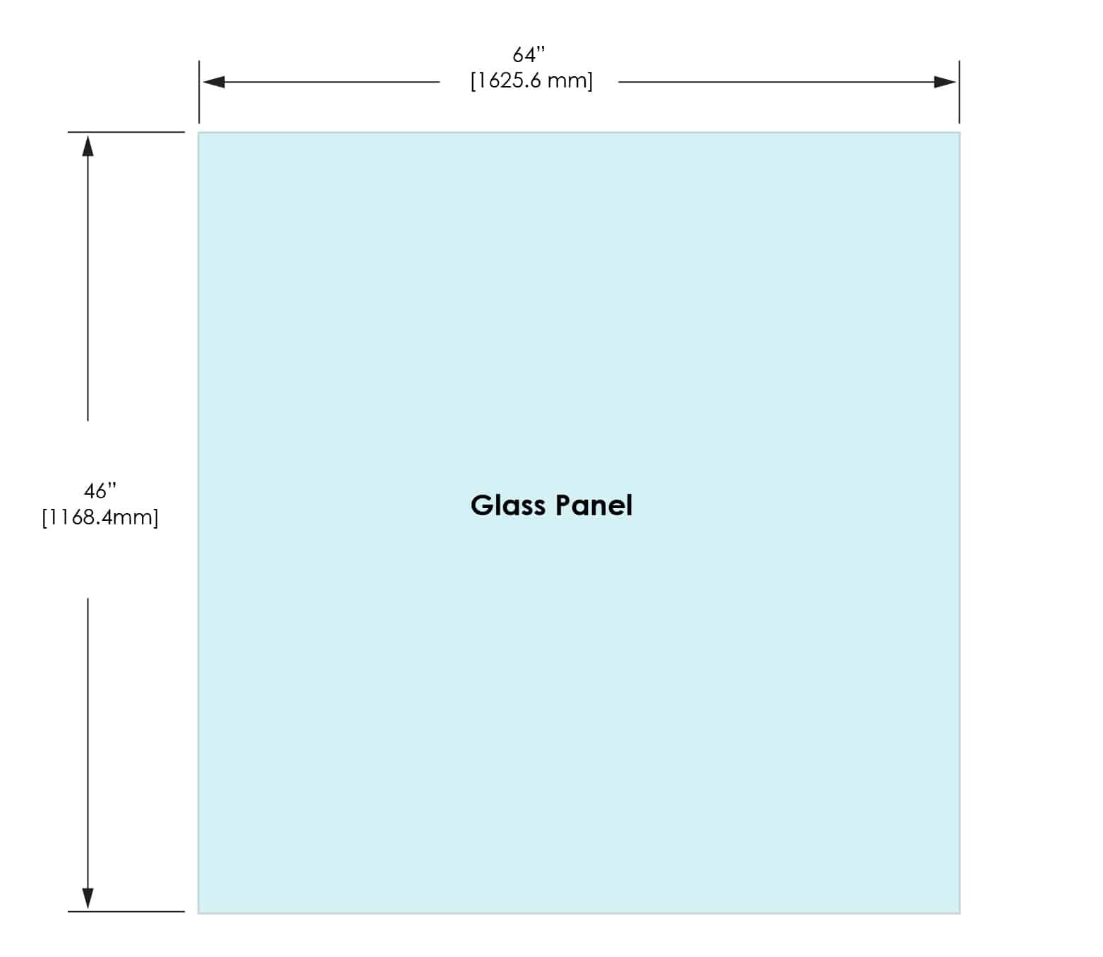 1/2" Railing Glass Panel - 46" Height - 46", 64x46