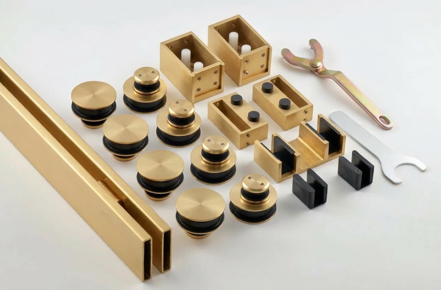 By-Pass Series Sliding Door Kit - Satin Brass