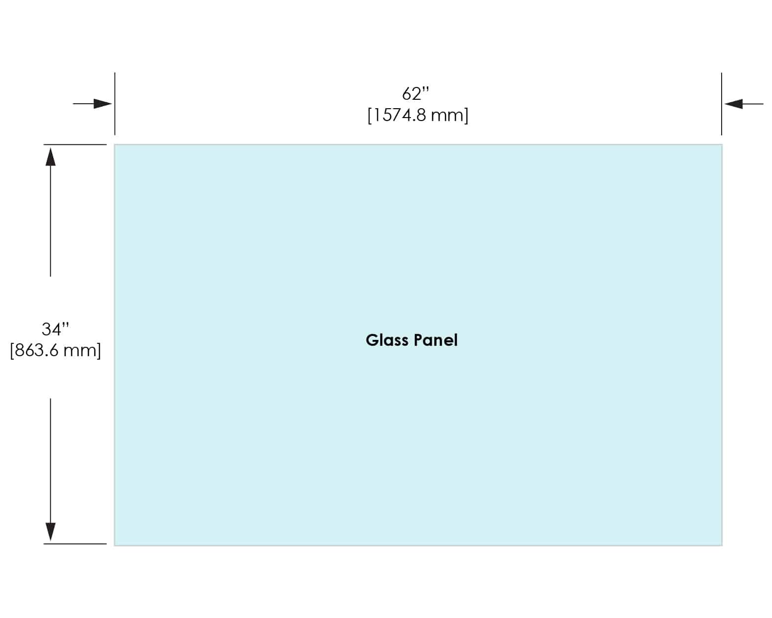 1/2" Railing Glass Panel - 34" Height - 34", 62X34