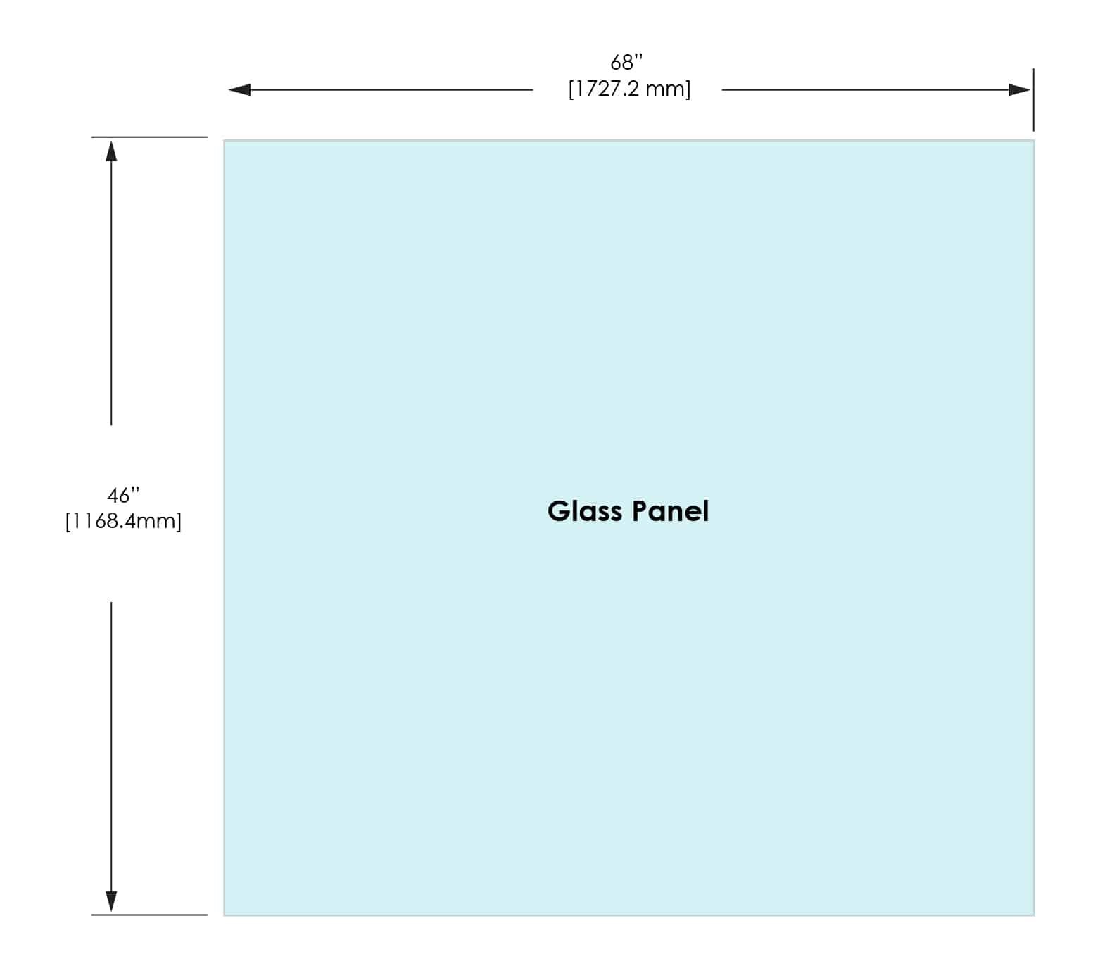 1/2" Railing Glass Panel - 46" Height - 46", 68x46