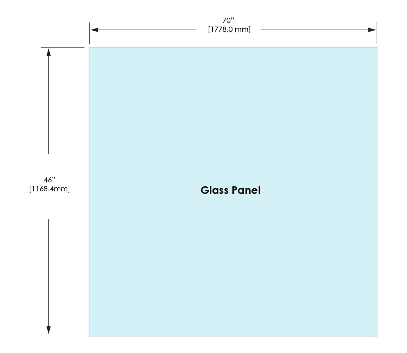 1/2" Railing Glass Panel - 46" Height - 46", 70x46