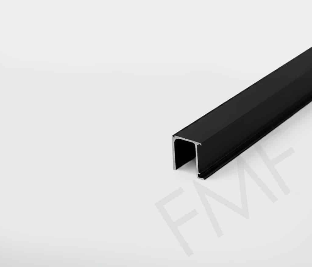 Fix Glass Panel Channel for Main Guide Rail – Soft Series Sliding Door Kit, 120" Length-Matte Black