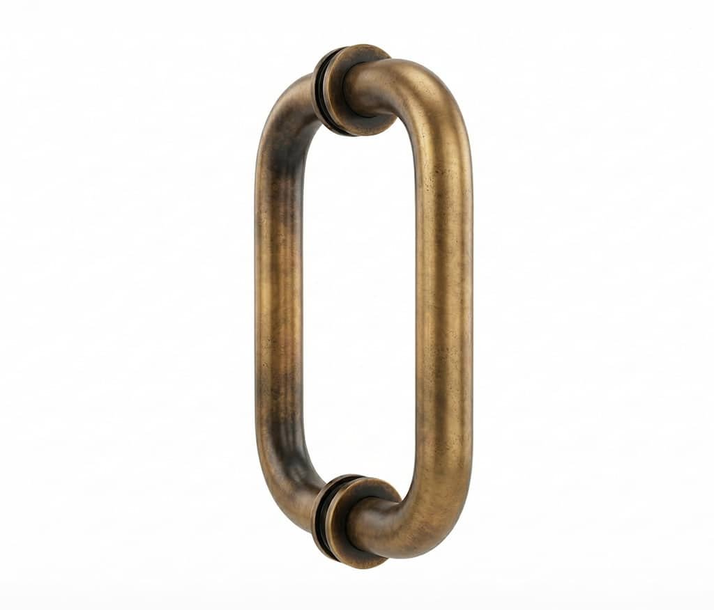 6″ Round Shower Door Handle - Antique Brass
