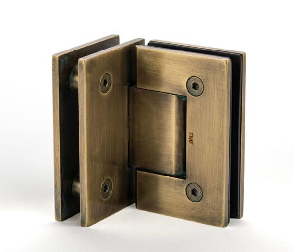 90° Standard Glass-to-Glass Hinge - Antique Brass