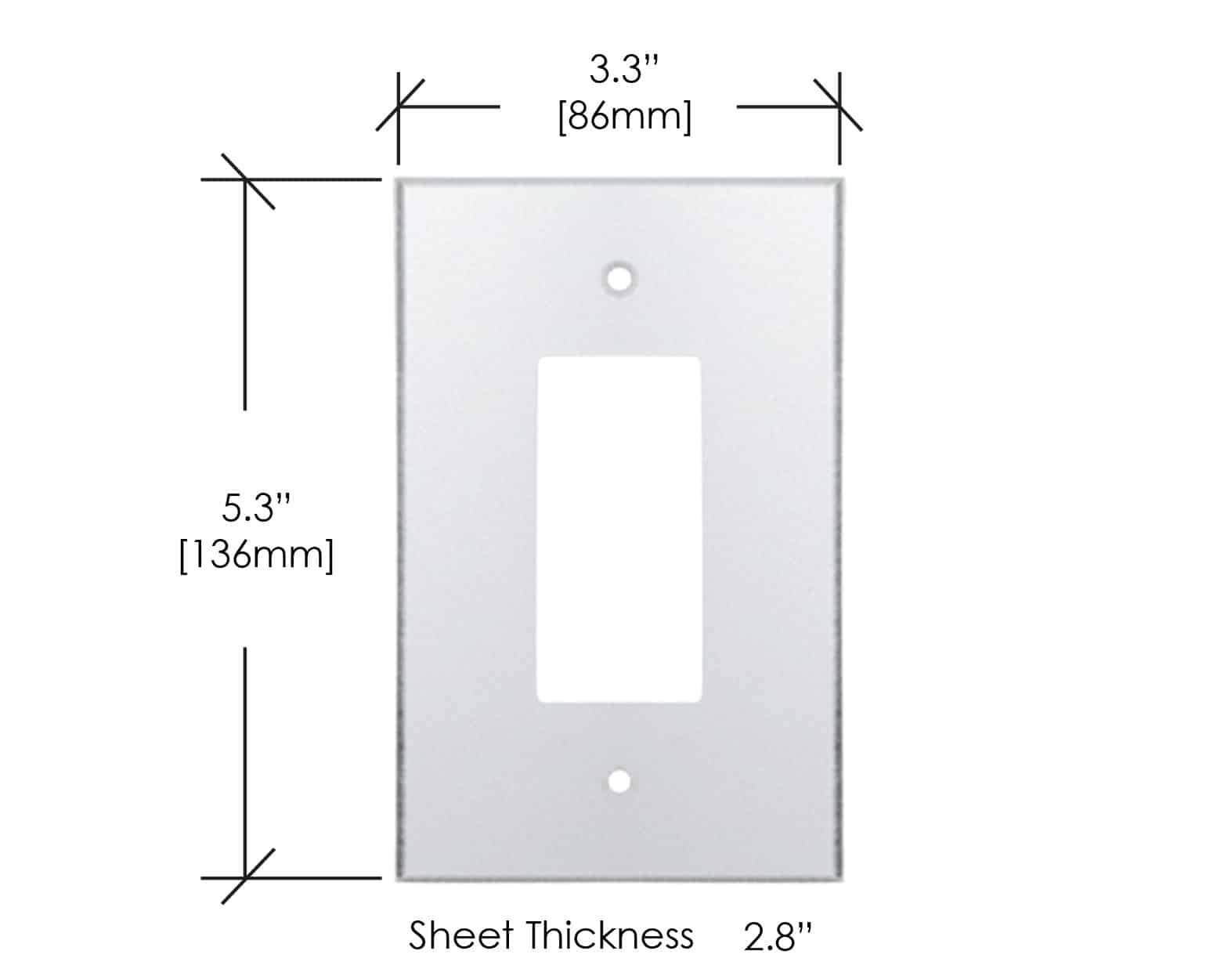 Acrylic Mirror Cover Plate for Single Flip Switch 86MM x 136MM