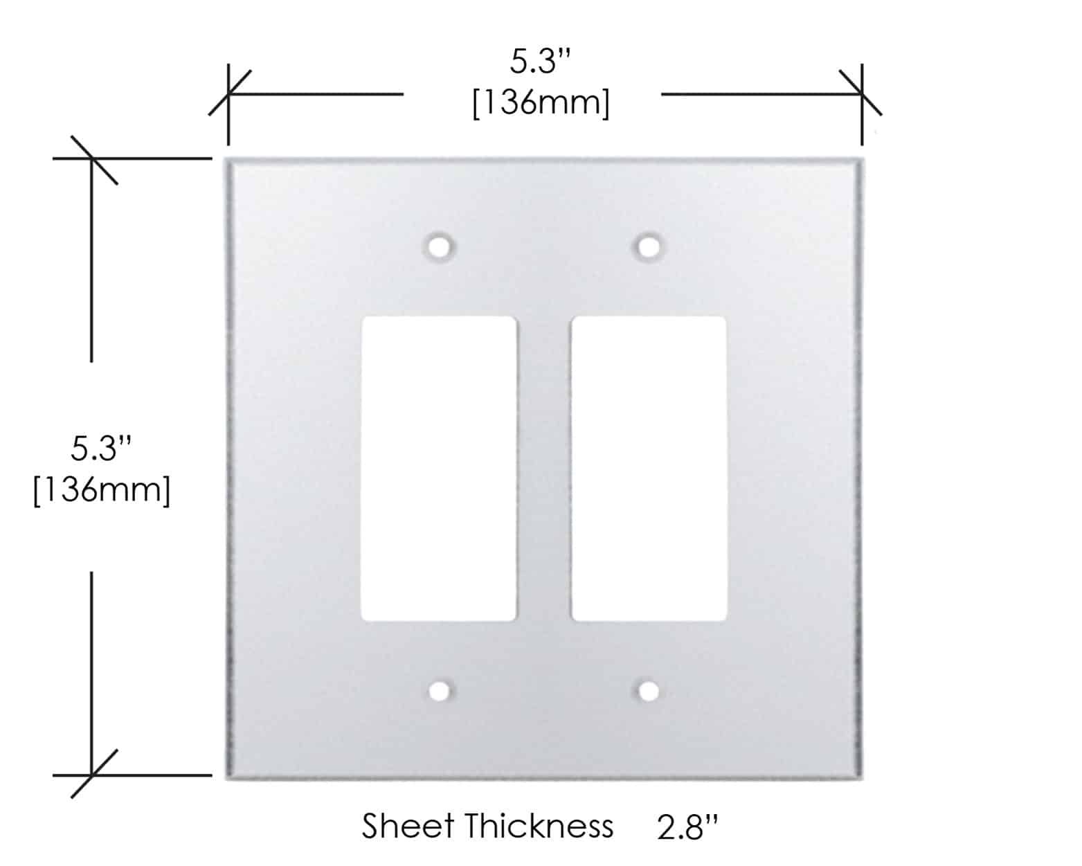 Acrylic Mirror Cover Plate for Double Flip Switch 136MM X 136MM