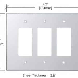 Acrylic Mirror Cover Plate for Triple Flip Switch 136MM x 184MM