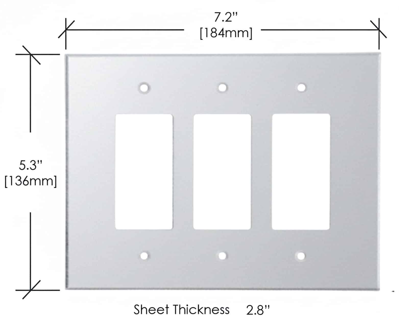 Acrylic Mirror Cover Plate for Triple Flip Switch 136MM x 184MM