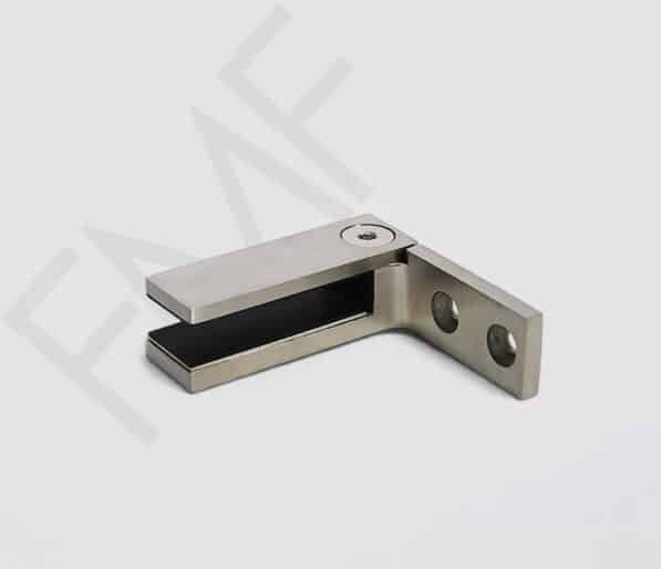 Square Slim 90°  Downward Wall-Glass Clamp 316-SS-Brushed - Brushed Stainless