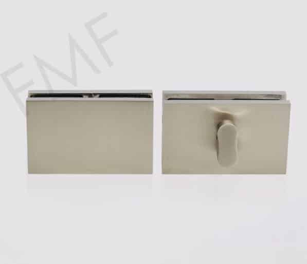 Washroom Glass Door Lock - Thumbturn - Brushed Stainless, Glass-Glass