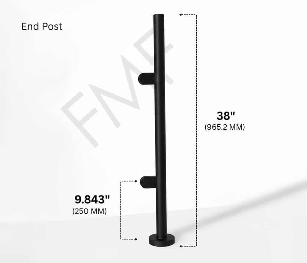 38" Round End Cap Glass Railing Post