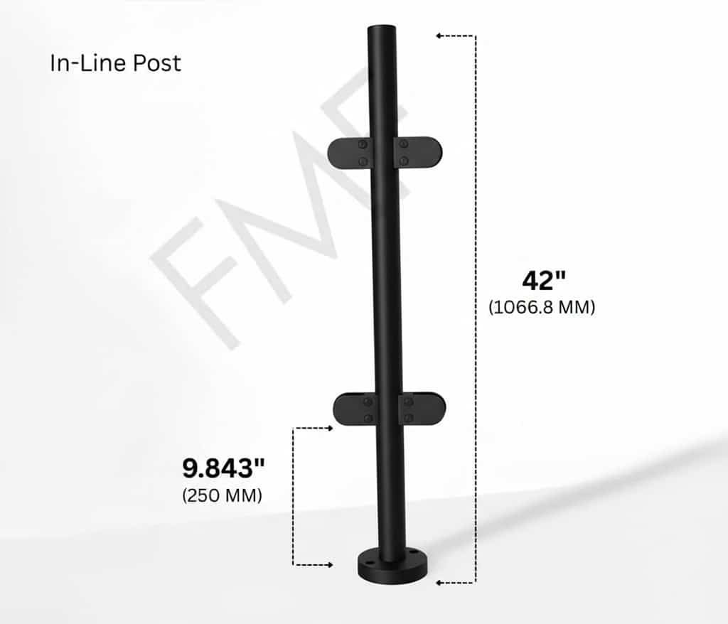 42" Round In-Line Railing Posts
