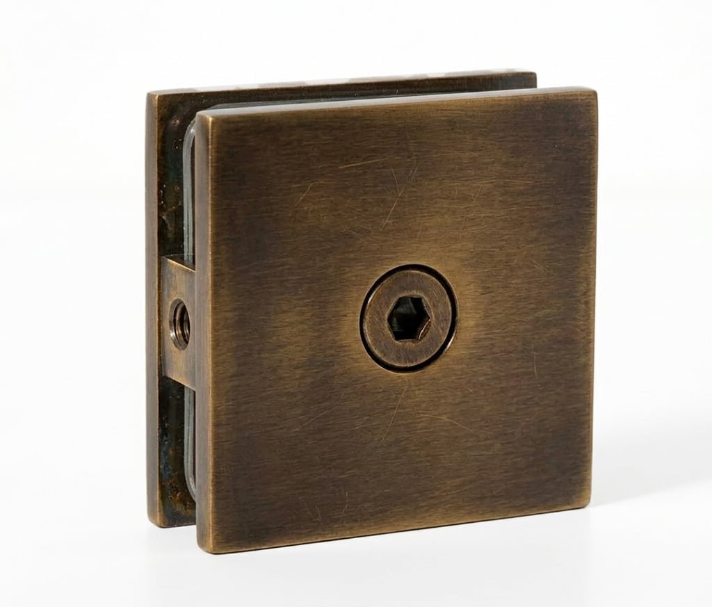 2×2 Glass Shower Clamp - Antique Brass