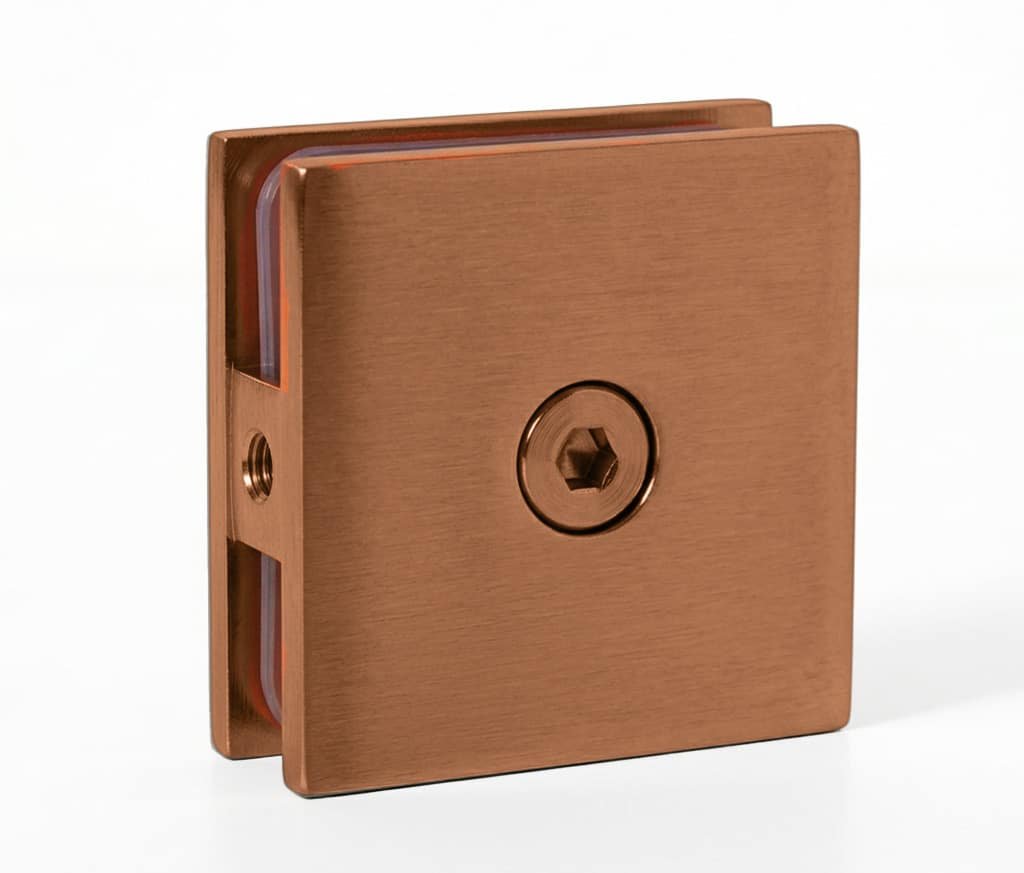 2×2 Glass Shower Clamp - Brushed Rose Gold