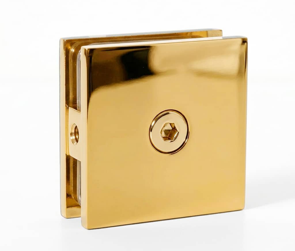 2×2 Glass Shower Clamp - Polished Brass