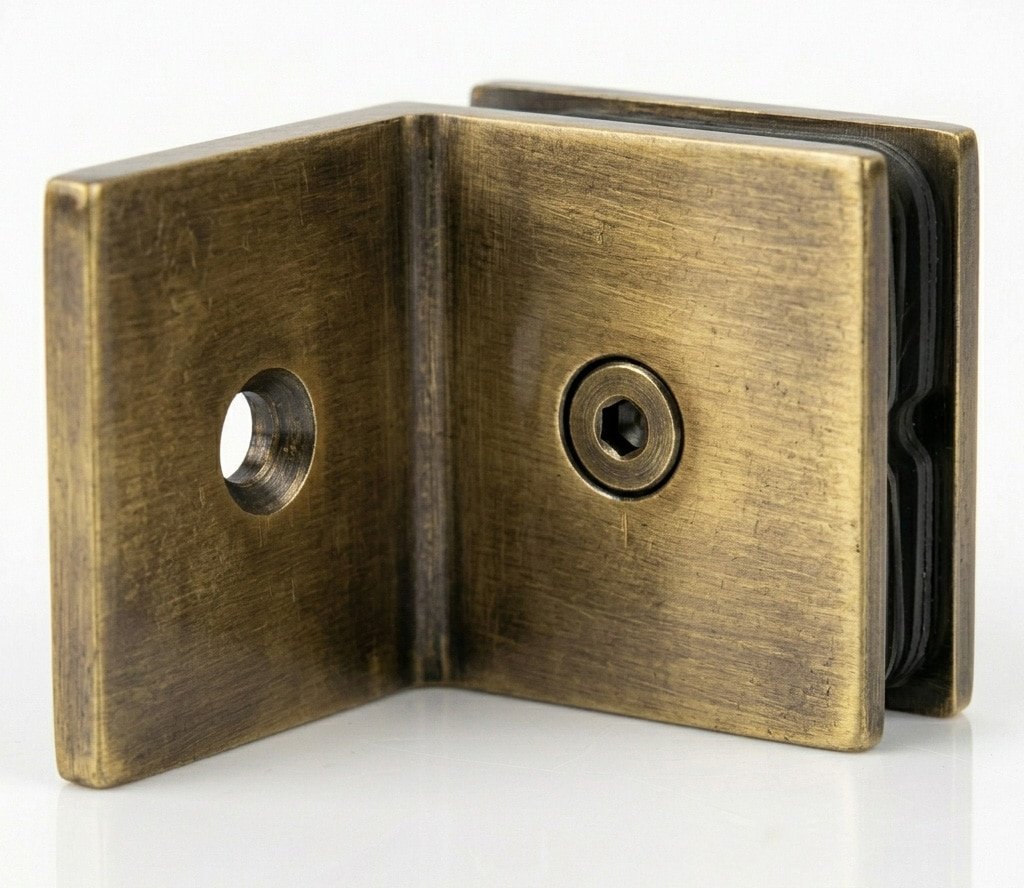 Offset Glass Clamp – Antique Brass