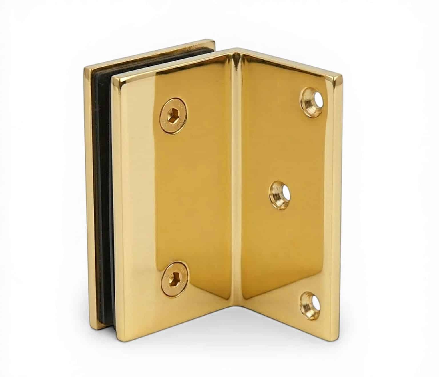 Heavy-Duty Offset Glass Clamp – Polished Brass