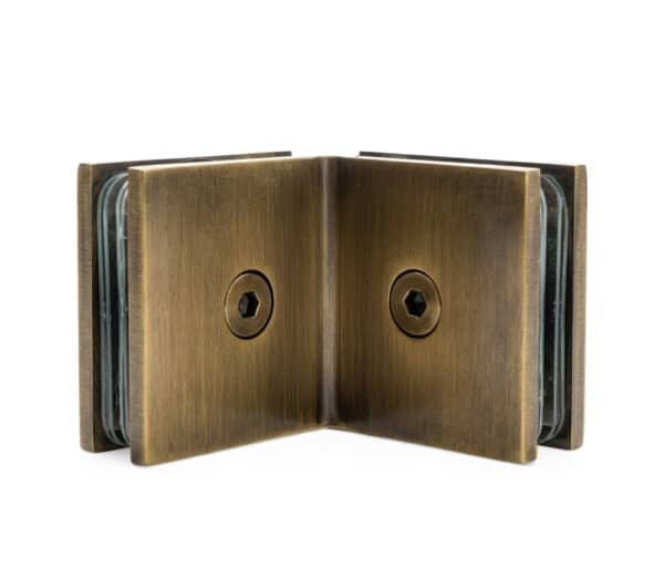 90° Glass-to-Glass Clamp - Antique Brass