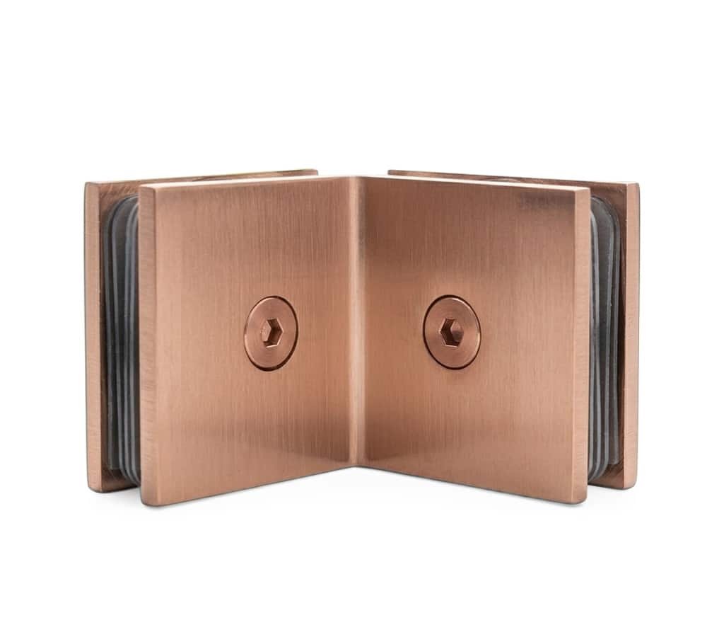 90° Glass-to-Glass Clamp – Brushed Rose Gold