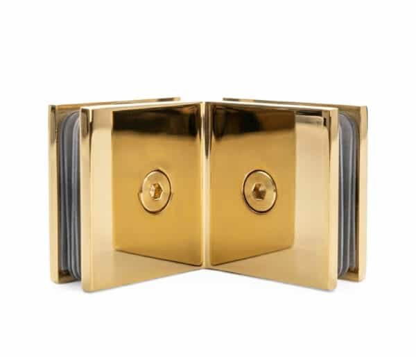90° Glass-to-Glass Clamp - Polished Brass