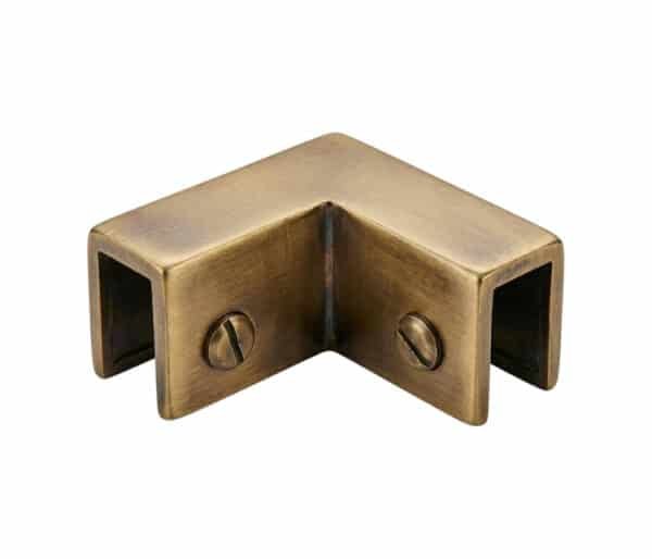 90° Sleeve Over Glass Clamp - Antique Brass
