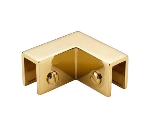 90° Sleeve Over Glass Clamp - Polished Brass