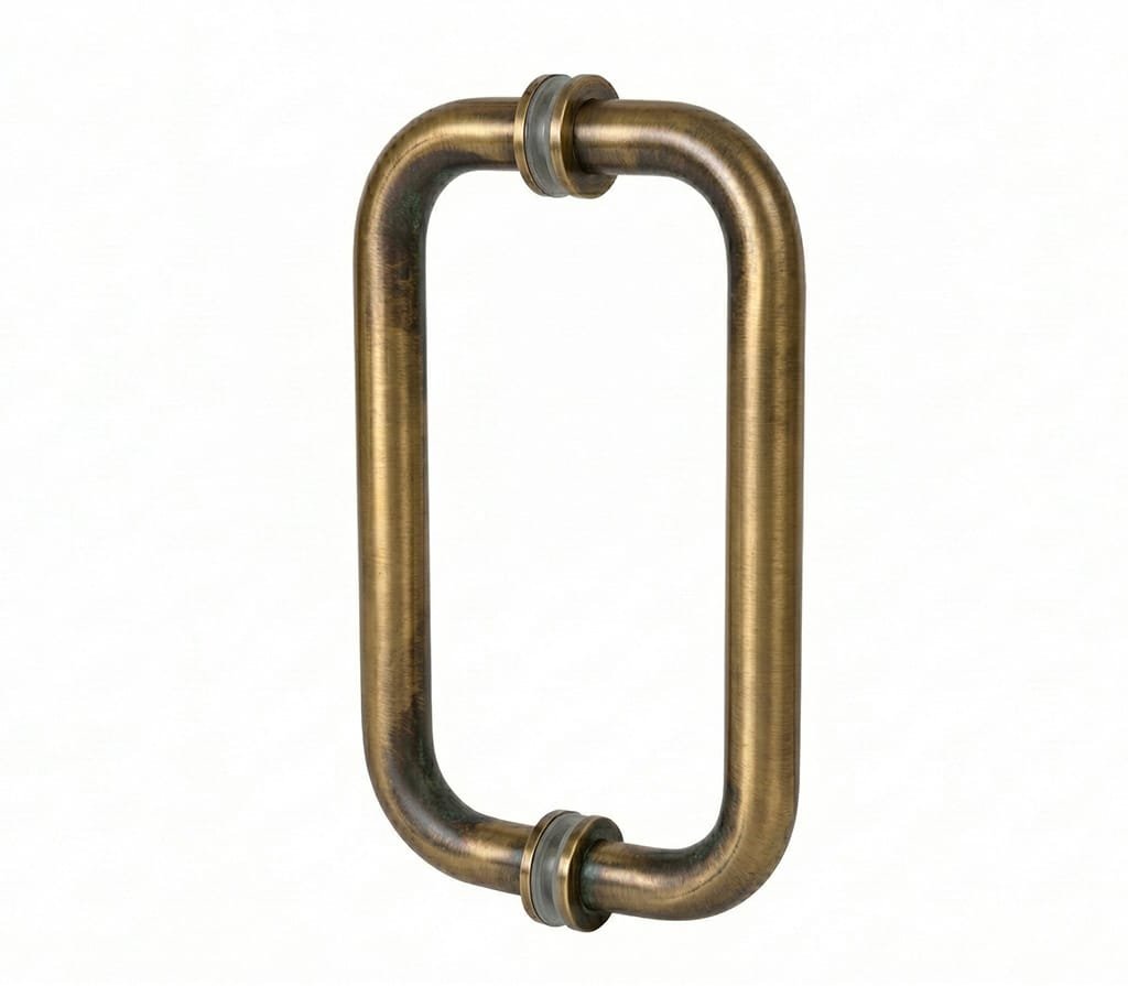 8″ Round Shower Door Handle - Antique Brass