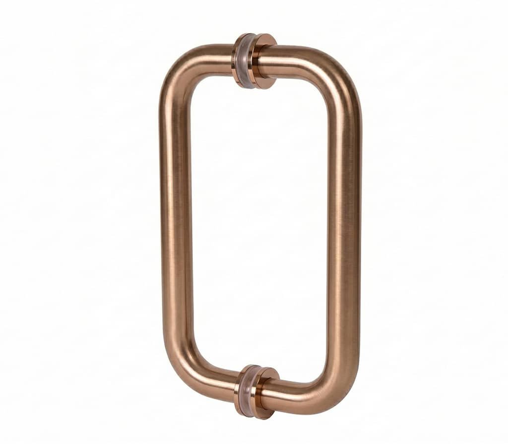 8″ Round Shower Door Handle - Brushed Rose Gold