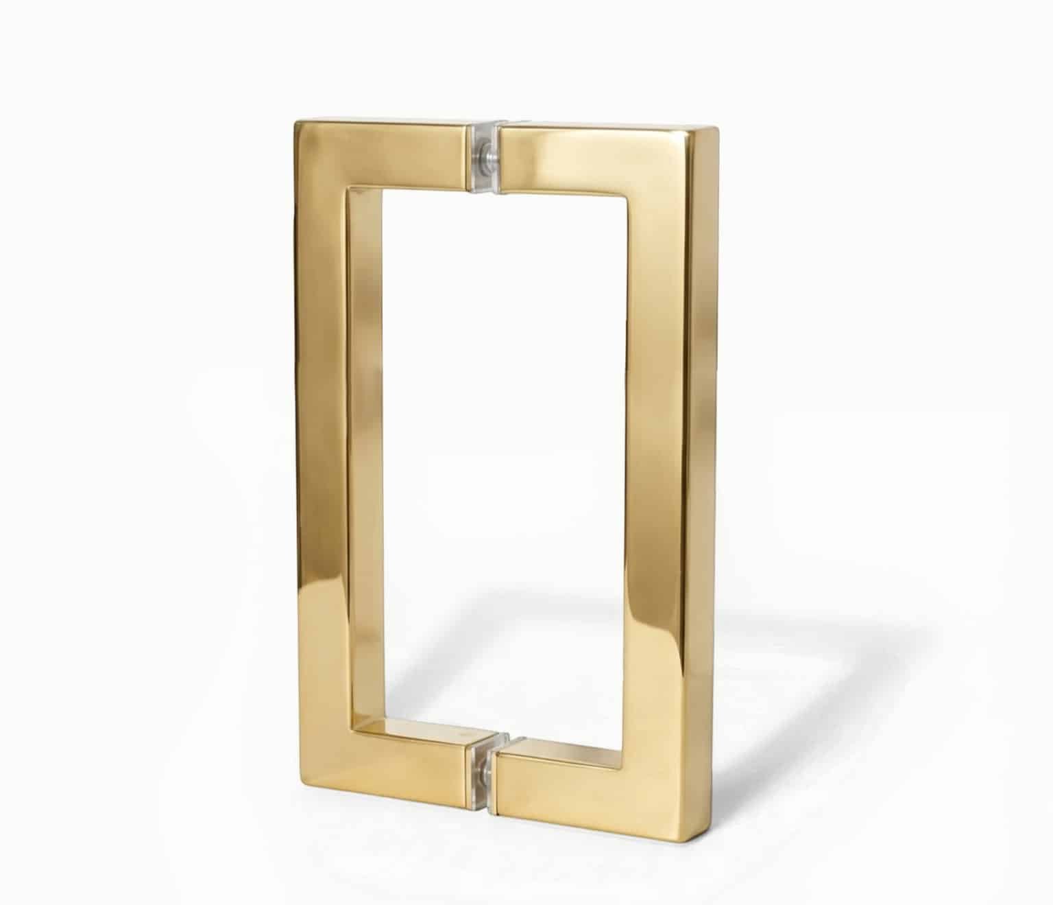 8″ SQ Shower Door Handle - Polished Brass