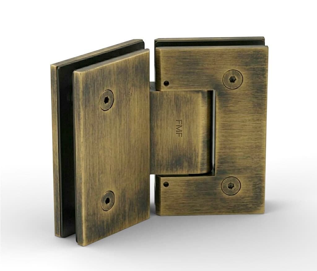 135° Adjustable Glass-to-Glass Hinge – Antique Brass