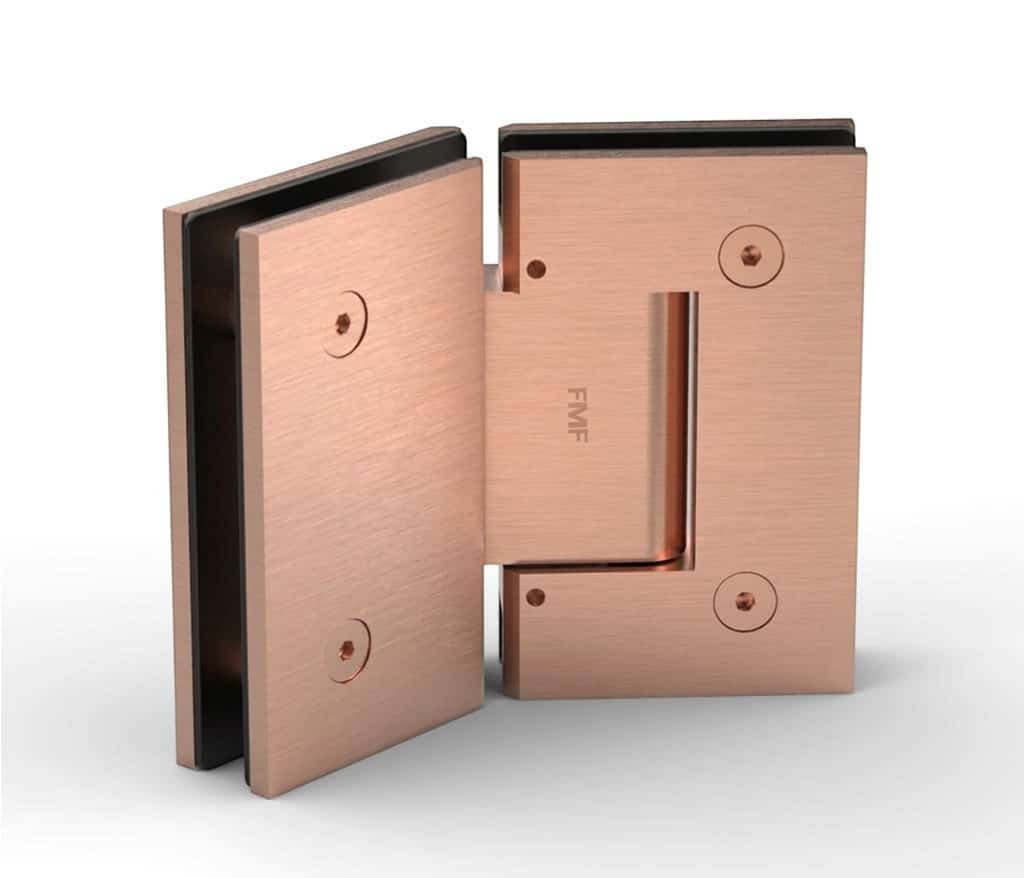 135° Adjustable Glass-to-Glass Hinge – Brushed Rose Gold