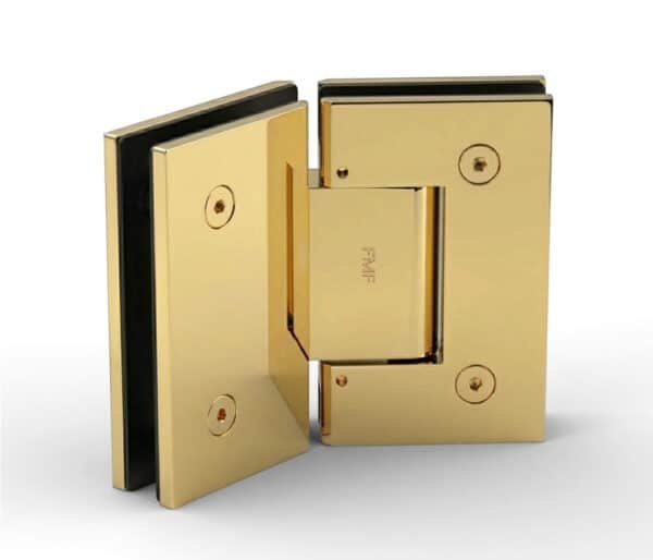 135° Adjustable Glass-to-Glass Hinge - Polished Brass