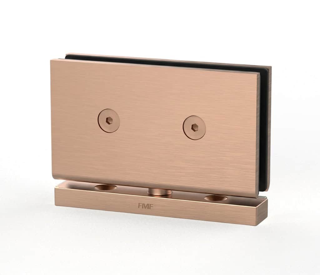 360° Square Pivot Shower Door Hinge – Brushed Rose Gold