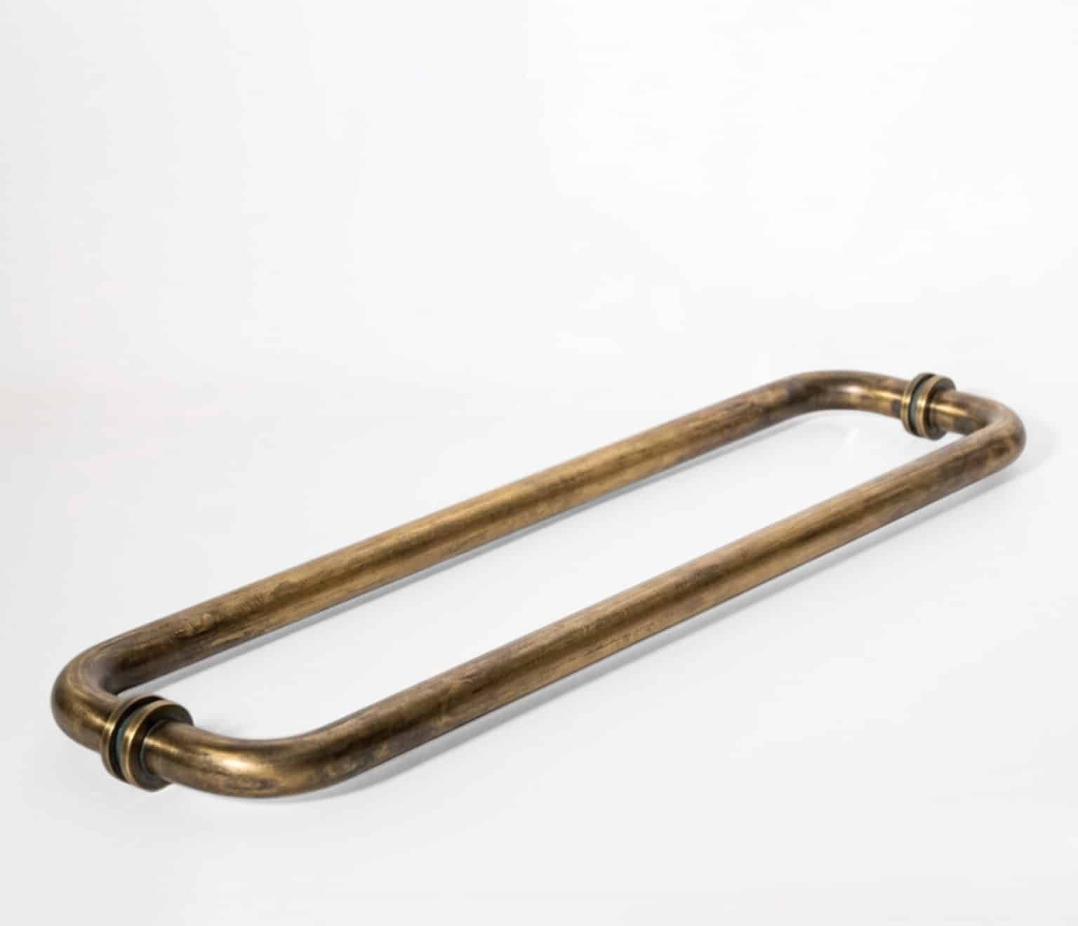 18″ Round Double-Sided Towel Bar - Antique Brass