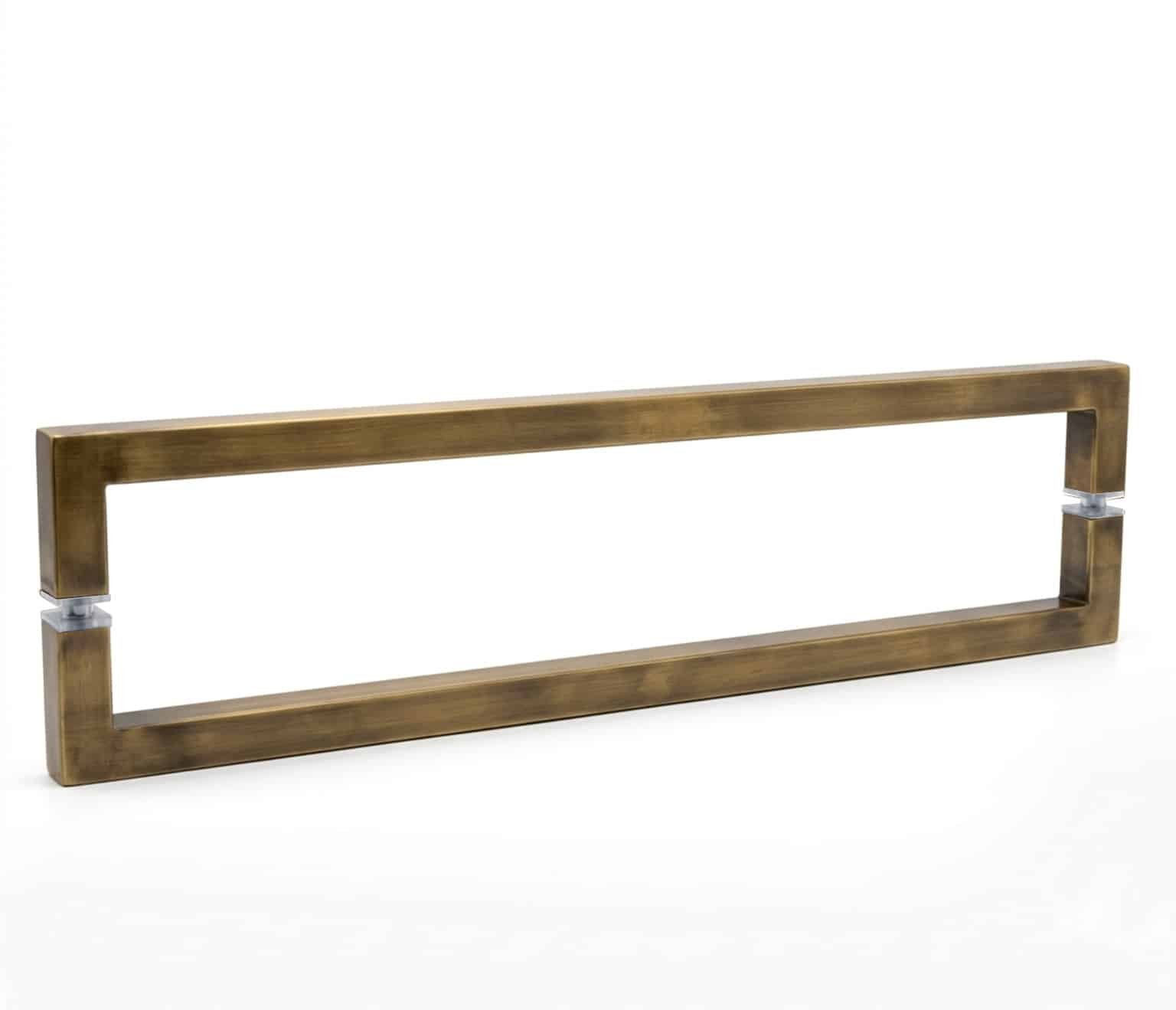 18″ Square Double-Sided Towel Bar – Antique Brass